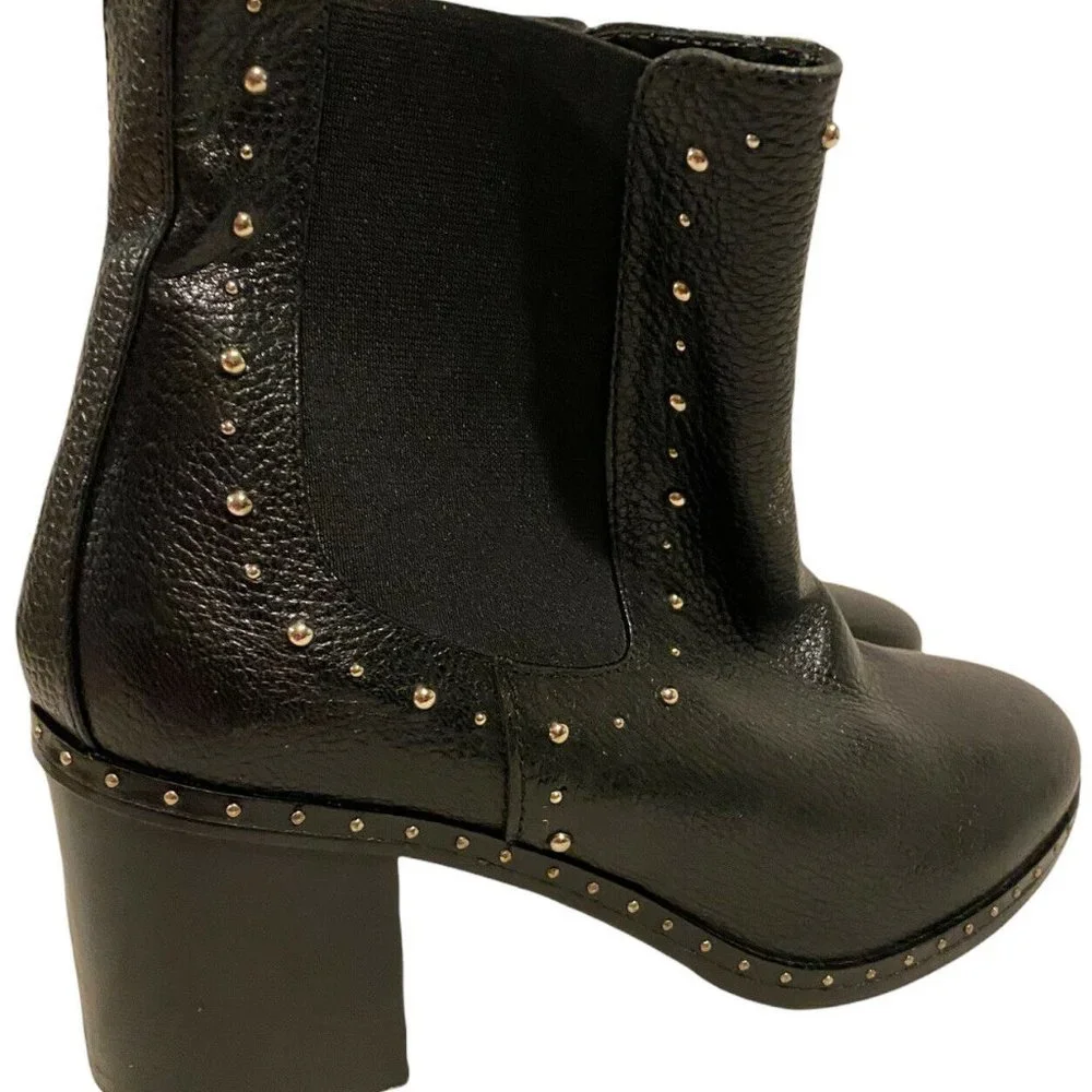 Italian leather boots NAPOLEON US 6.5-7 EU 37 Black Leather - Picture 3 of 9